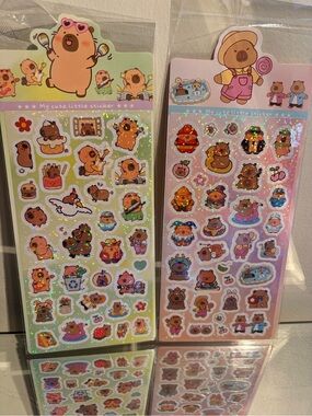 Cute capybara sticker set bundle